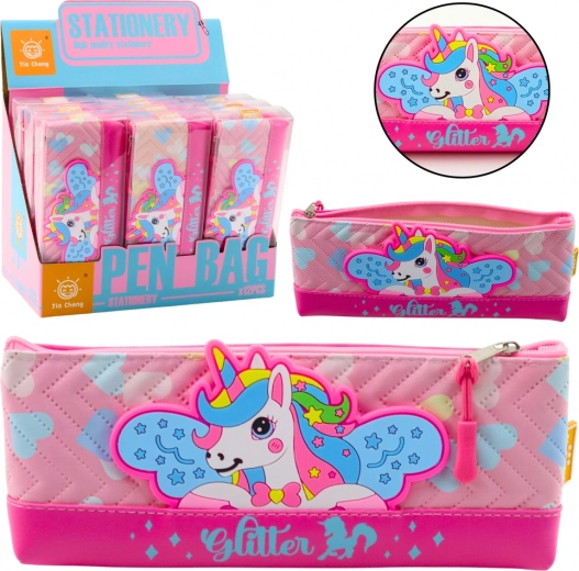 Roze eenhoorn-etui 20 x 8,5 cm