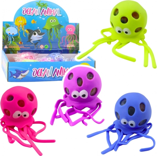 Antistress elastiek in de vorm van een octopus met gelballetjes