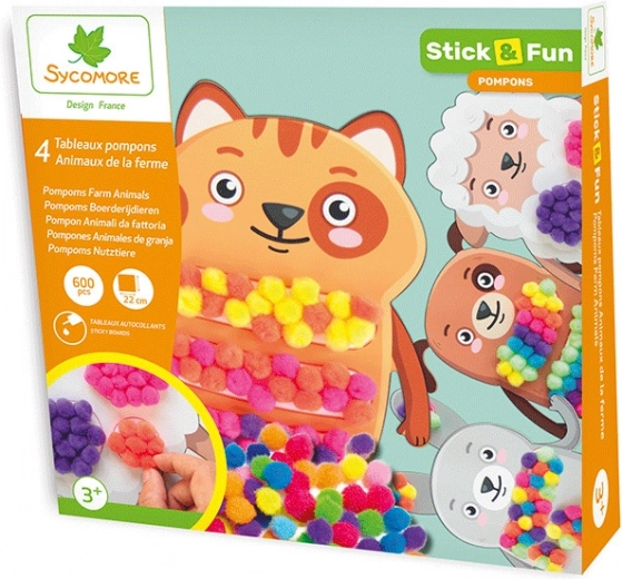 Stick & Fun versieren met pompons – boerderijdieren