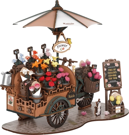 Houten 3D-puzzel Bloemenkar Rolife
