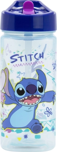Kunststof kinderdrinkfles STITCH 510 ml met rietje