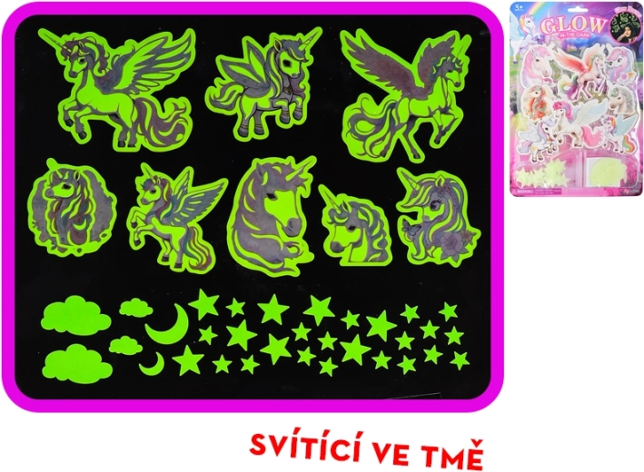 Gloeiende stickers met eenhoorns en sterretjes voor de kinderkamer – 40 stuks