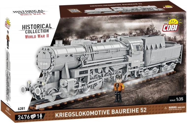 Cobi 6281 Tweede Wereldoorlog 1:35 Stoomlocomotief Kriegslokomotive Baureihe 52 met tender