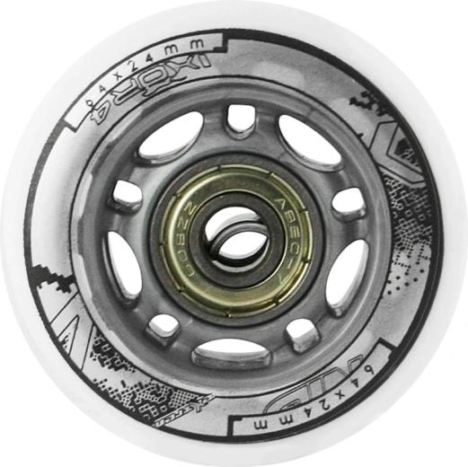 Set witte PU wielen 64 × 24 mm met ABEC 7 lagers NILS EXTREME