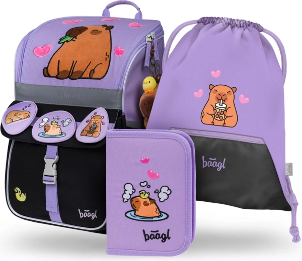 Baagl schoolset Zippy Capibara – boekentas, etui en gymzak