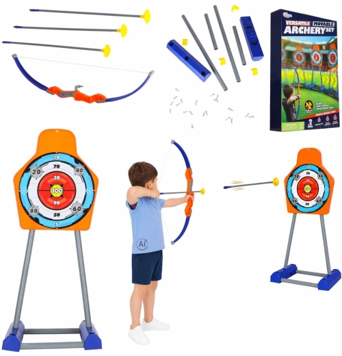 Kinderboog met pijlen met zuignappen en een bewegend doelwit