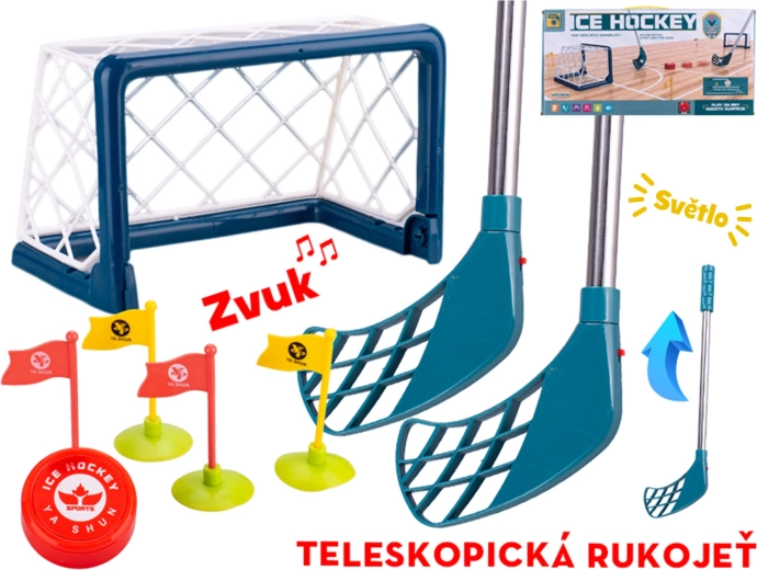 Kinderhockeyset met doelen, telescopische sticks en lichteffecten