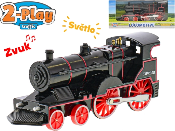 2-Play metalen locomotief met licht en geluid, 14 cm, pull-back