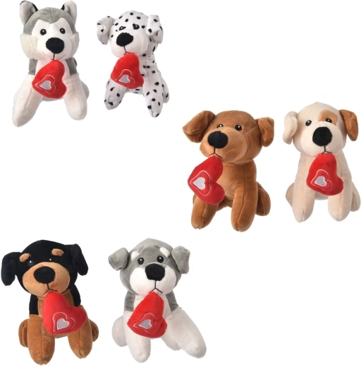 Pluchen hondje met hart 18 cm (6 varianten)