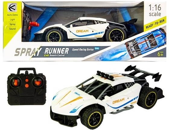 Witte sportieve RC-raceauto met rookeffect - 1 stuk