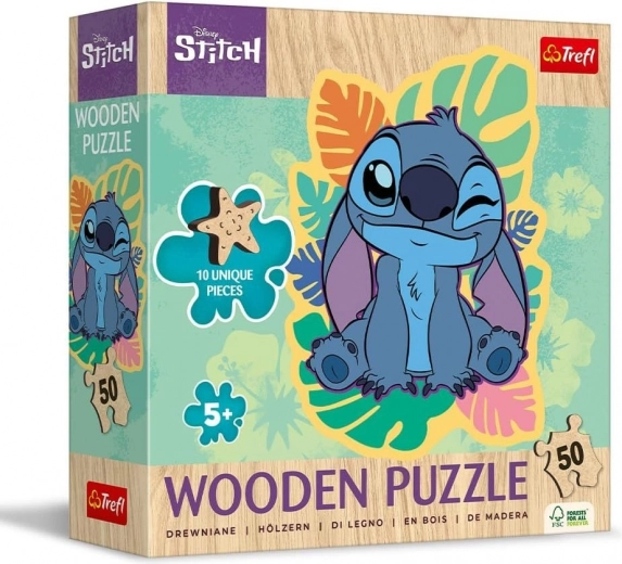 Houten puzzel met 50 stukjes Lilo & Stitch
