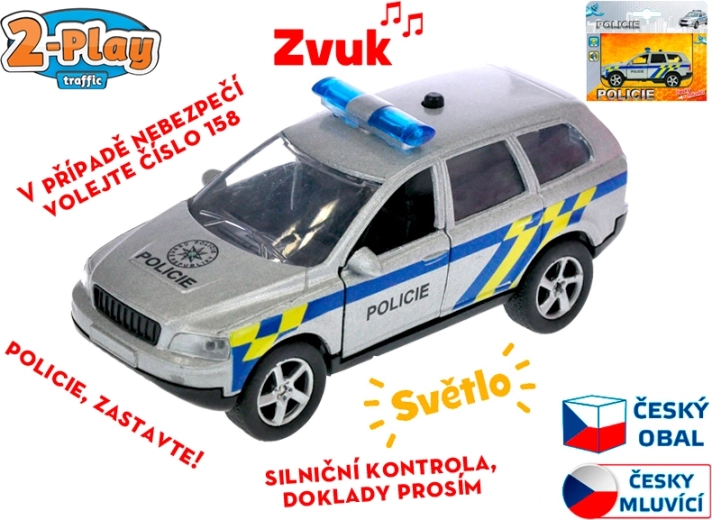 Politiewagen 11 cm met terugtrekmotor en licht, spreekt Tsjechisch
