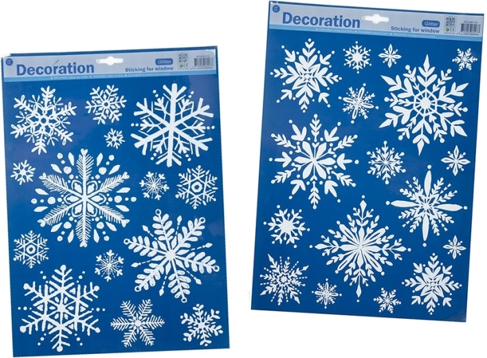 Kerst zelfklevende sneeuwvlokken voor op het raam met glitters