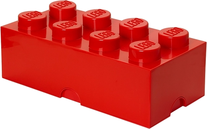 Opbergbox in de vorm van een LEGO-steen, 8 noppen, rood