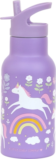 A Little Lovely Company roestvrijstalen kinderfles met eenhoorns en regenboog, 350 ml