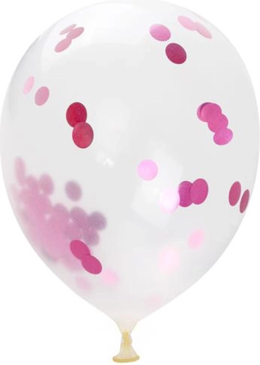 Ballonnen met roze confetti 30 cm (5 stuks) TORO