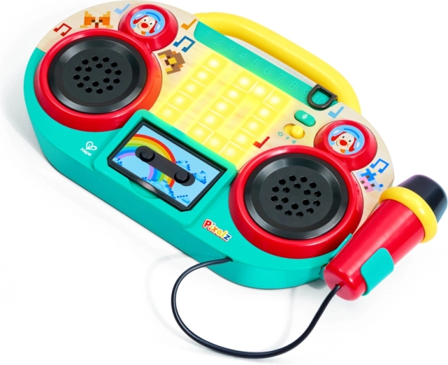 Pixelz boomboxradio met microfoon, lichteffecten en geluidseffecten