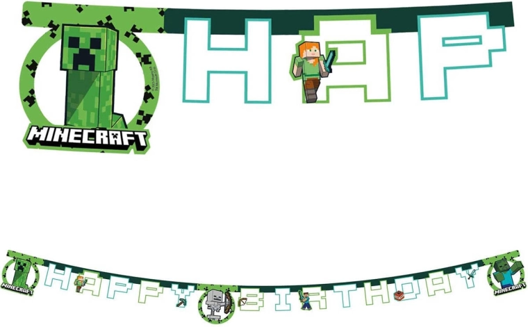 Procos hangende banner Minecraft happy birthday 2 m