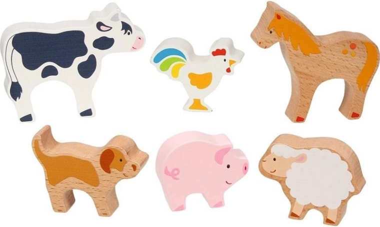 Goki houten boerderijdieren – set van 6 stuks
