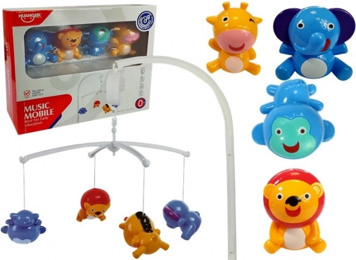 Muziekmobiel voor boven het bedje met diertjes zonder batterijen