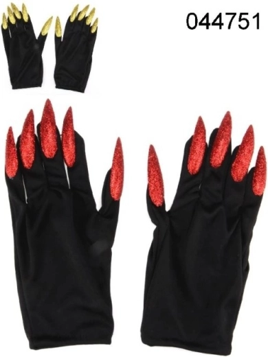Rappa carnavals duivelse/heksenhandschoenen met klauwen 23 cm - 1 stuk