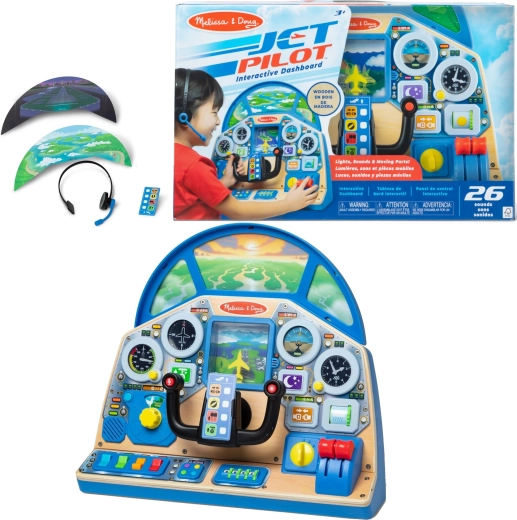 Melissa & Doug interactieve cockpit voor piloten – houten bedieningspaneel van een vliegtuig