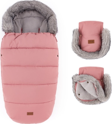 PETITE&MARS winterset: voetenzak Comfy 4-in-1 + kinderwagenhandschoenen Furry old rose
