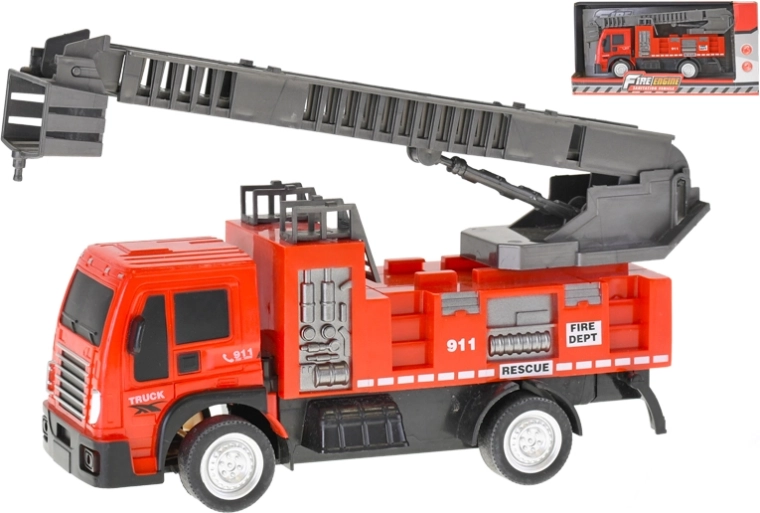 Brandweerauto 20,5 cm met vliegwiel met uitschuifbare en draaibare ladder