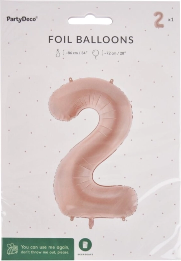 Folieballon cijfer 2 beige 72 cm