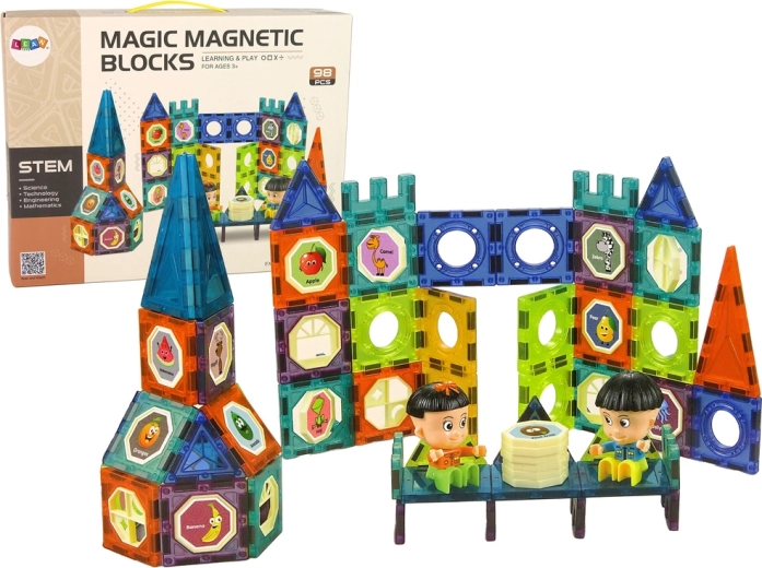 Magnetische bouwset 3D – kasteel en reuzenrad, 98 delen