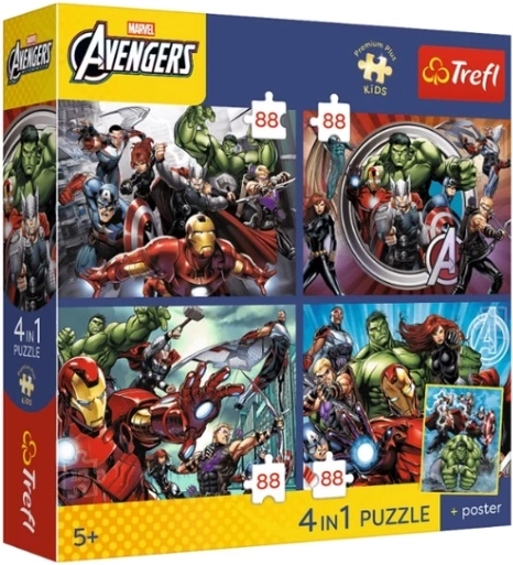 Puzzle premium plus kids Avengers: helden zijn onder ons (4x88 stukjes)