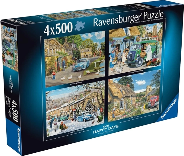 Ravensburger puzzel Happy Days: Dorpsleven 4x500 stukjes
