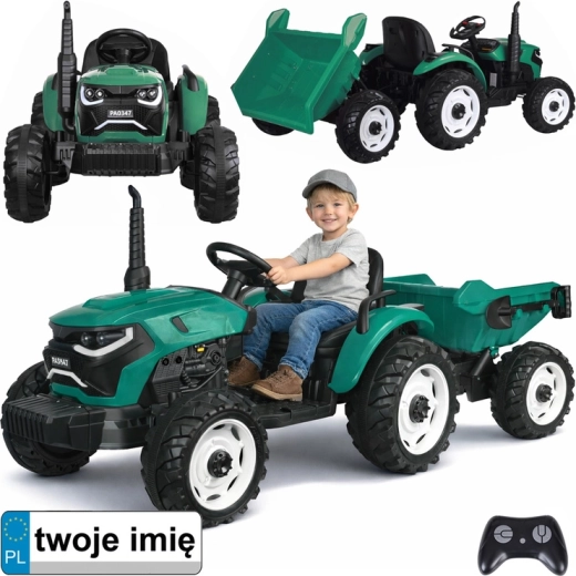 Elektrische kindertractor met aanhanger en kiepbak 24V