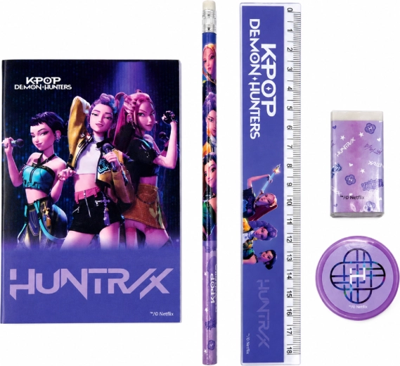 Vijfdelige schoolschrijfset KPop Demon Hunters Huntrix – paars
