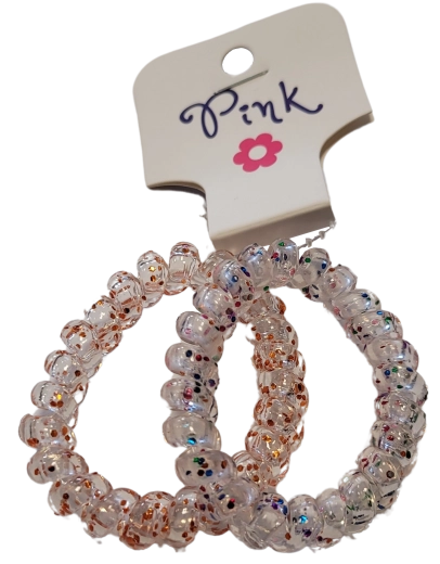 PINK spiraalvormige haarelastiekjes met glitters 2 stuks