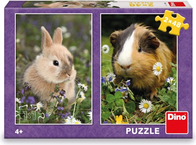 Kinderpuzzel konijntje en cavia 2×48 stukjes