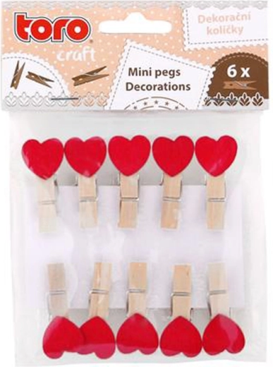 Houten knijpers met hartje 3,5 cm (10 stuks)