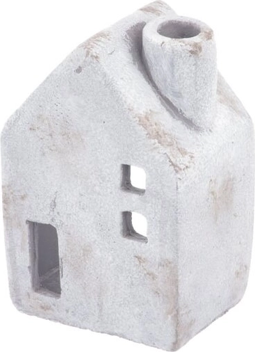 Grijze betonnen kandelaar huisje 16 cm