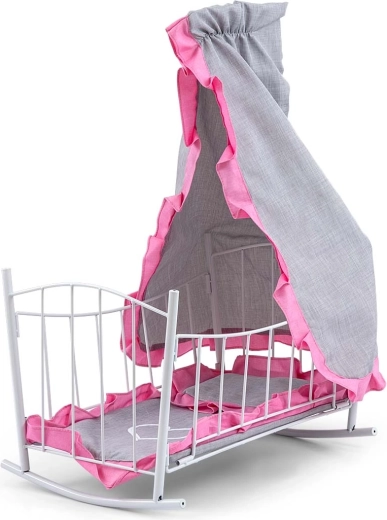 Milly Mally bedje en wiegje voor poppen Lily met hemel prestige pink