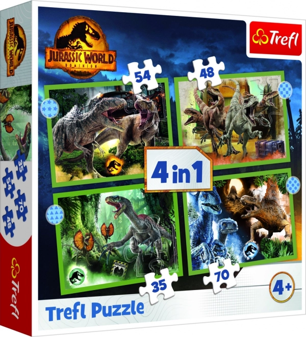 Puzzel 4-in-1 gevaarlijke dinosaurussen Jurassic World