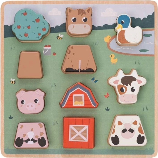 Free2PLAY houten vormpuzzel Boerderijdieren, 11 stukjes