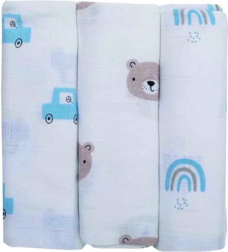 FreeON Bubaba mousseline stoffen luiers teddy 3 stuks