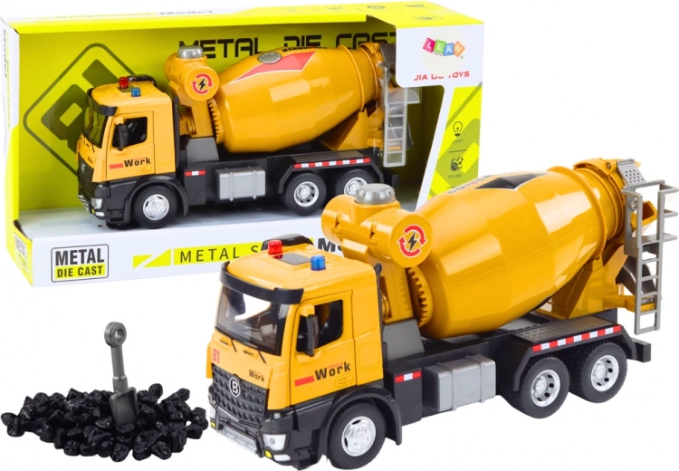 Betonmixer vrachtwagen geel met licht en geluid aandrijving