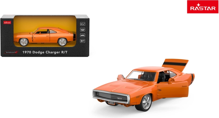 Metalen autootje Rastar 1970 Dodge Charger R/T 1:36 oranje - 1 stuk