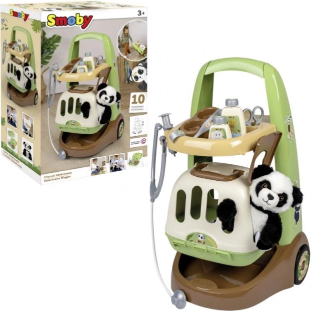 Smoby dierenartswagen met panda en 2-in-1 transportbox