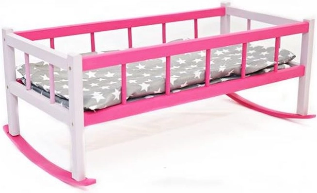 Grote wieg en bedje voor poppen met beddengoed 60 cm (mix kleuren) - 1 stuk