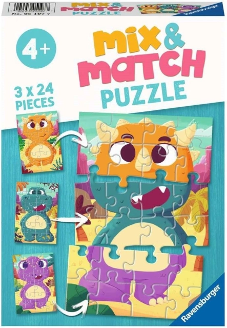 RAVENSBURGER puzzel Mix & Match: schattige dinosaurussen 3×24 stukjes