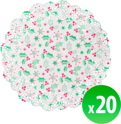 Kerstpapieren placemats onder het bord 16,5 cm, 20 stuks
