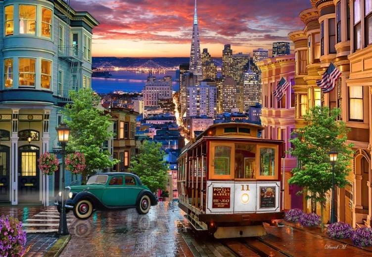 Puzzel Tram in San Francisco 1000 stukjes