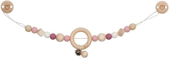 Kinderwagenketting roze met bevestiging